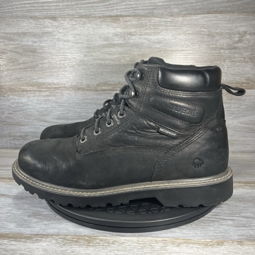 Wolverine Men's Floorhand Waterproof Black Leather Work Boots Size 12 M
